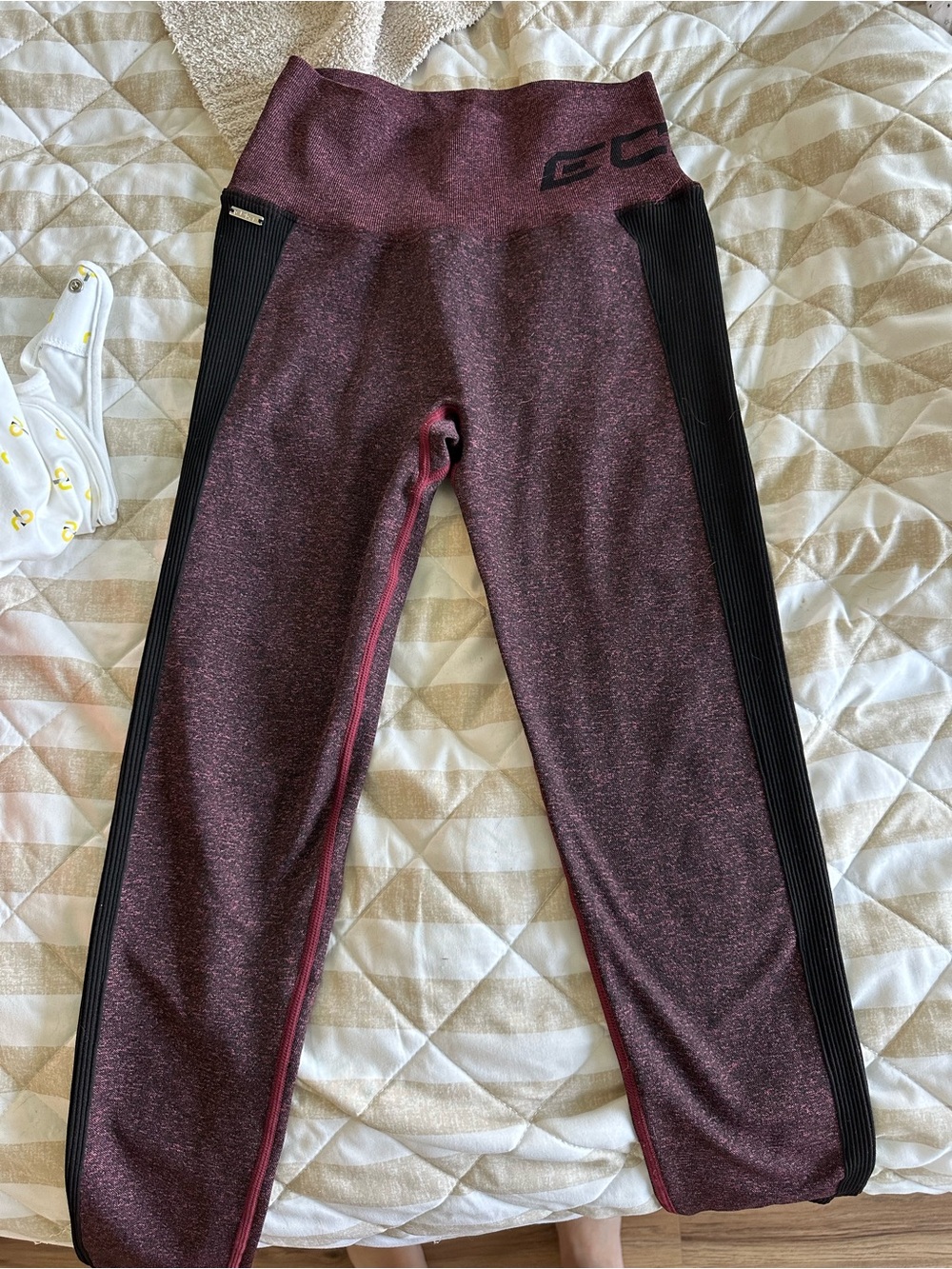 ECHT Maroon & Black High-Waist Leggings